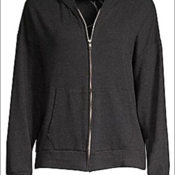 Monrow Black Skull Zip-Up L/S Hoodie Large NWT - Picture 8 of 11